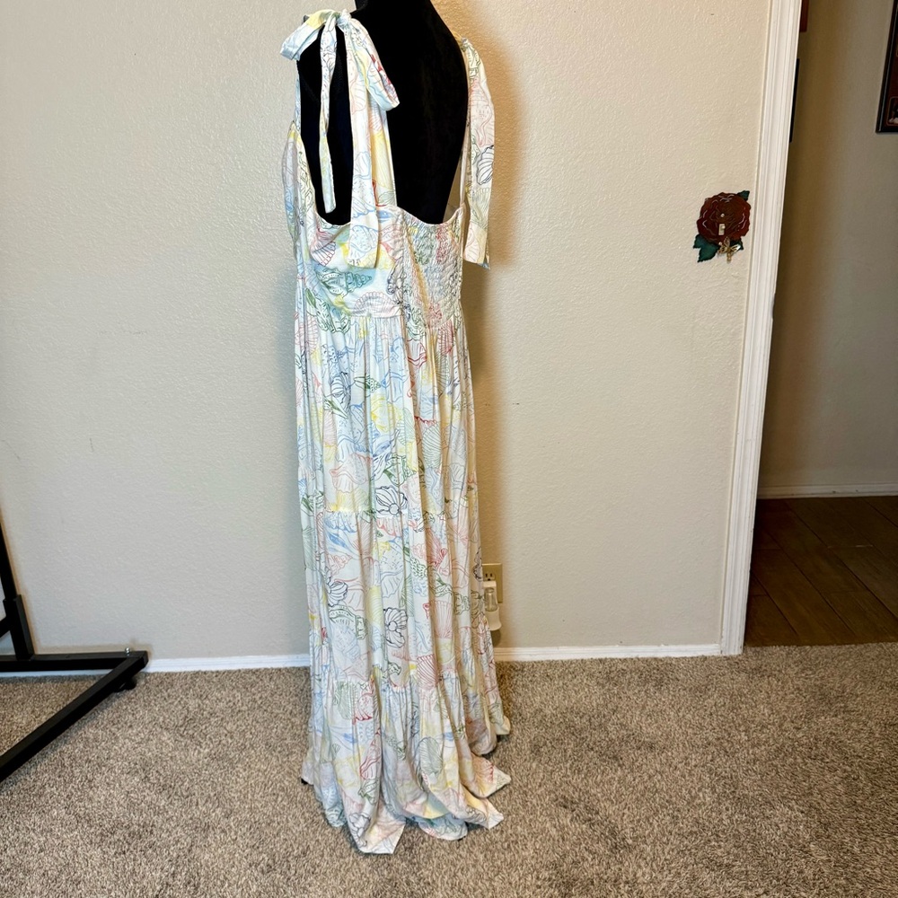 Eloquii Seashell Tiered Flowy Maxi Dress White Size 18 - Picture 7 of 16